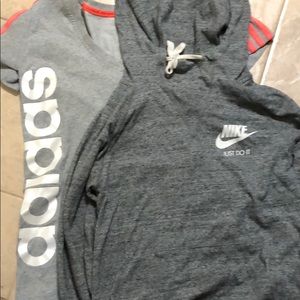 Nike hoodie and adidas T-shirt